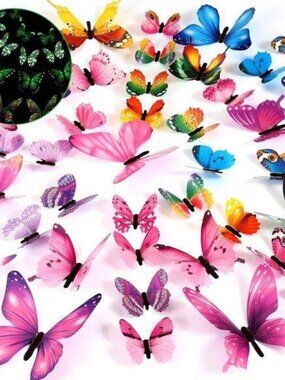 48 Pieces Luminous 3D Glow in The Dark Butterfly Wall Decors Decal Removable Cei